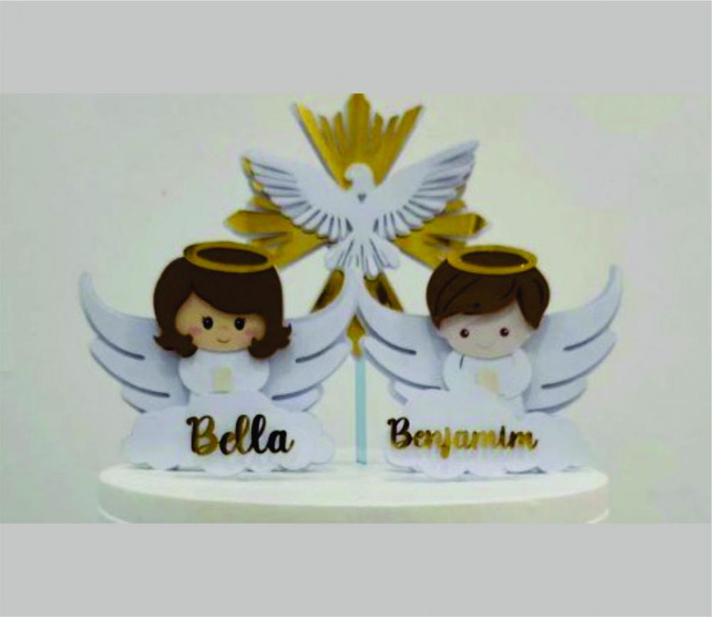 topo de bolo nosso batizado anjinhos