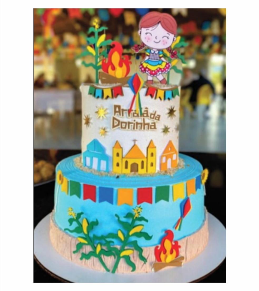 topo de bolo arraiá menina caipira