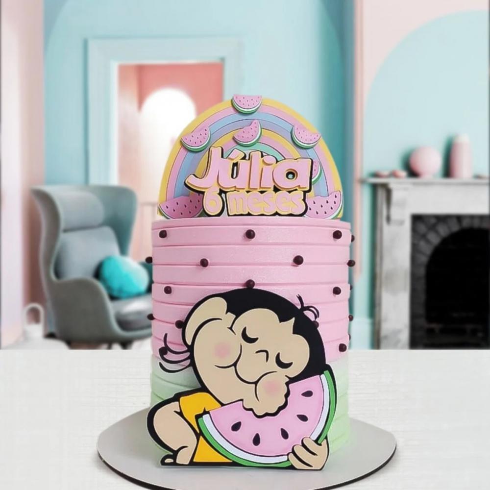 topo de bolo magali rosa