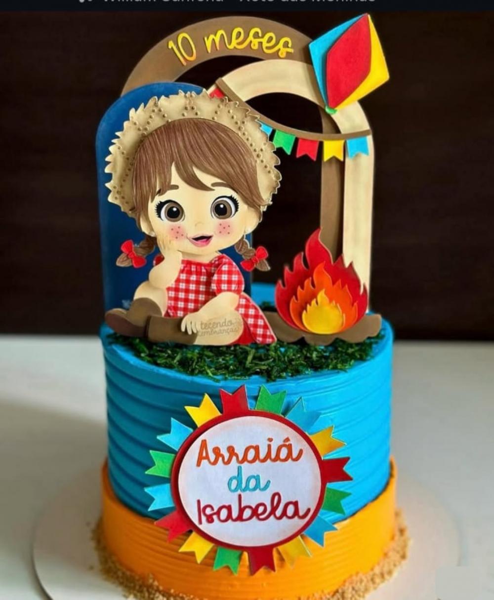 topo de bolo arraiá menina caipira