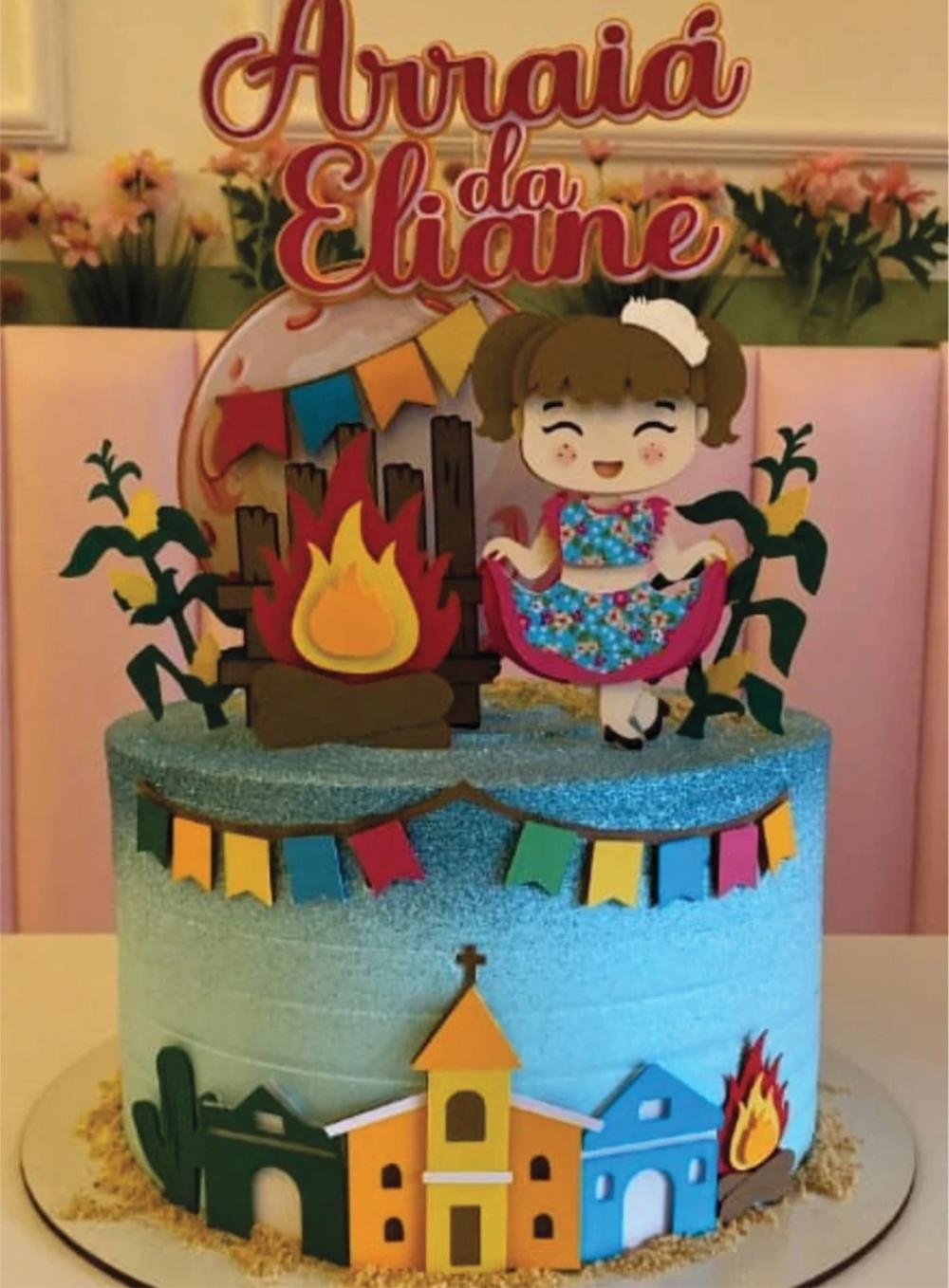 topo de bolo arraiá menina caipira