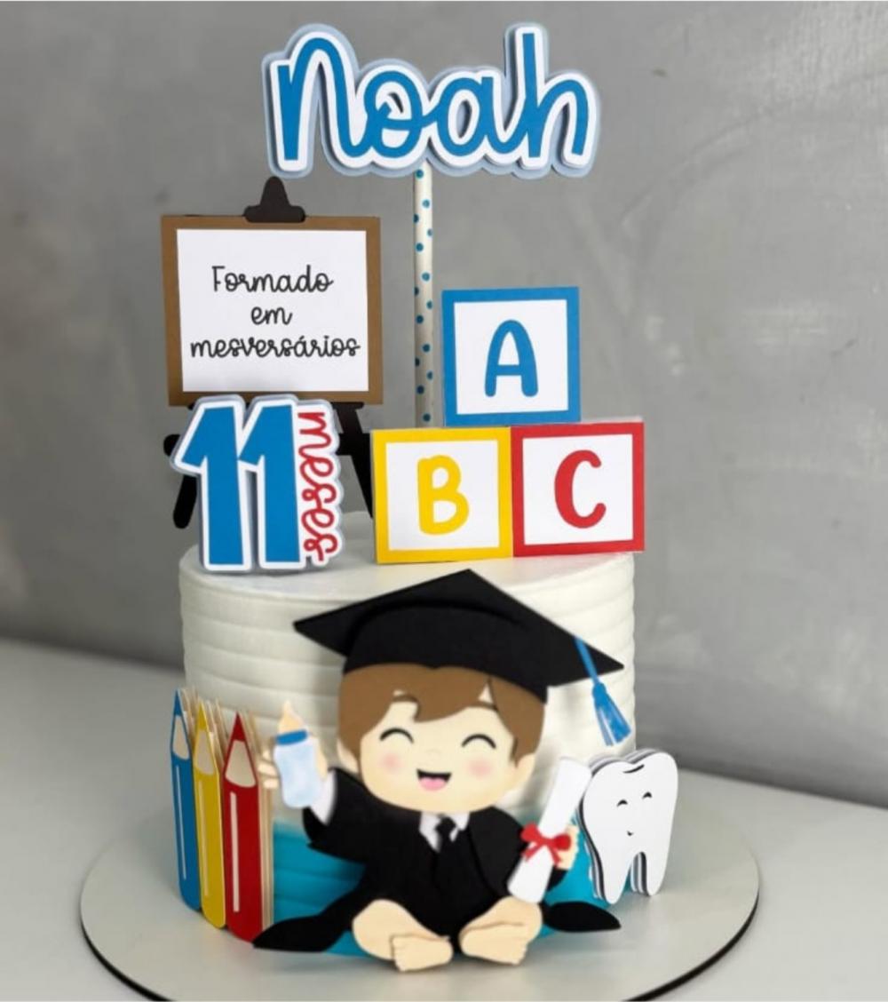 topo de bolo conclusão de mesversário menino