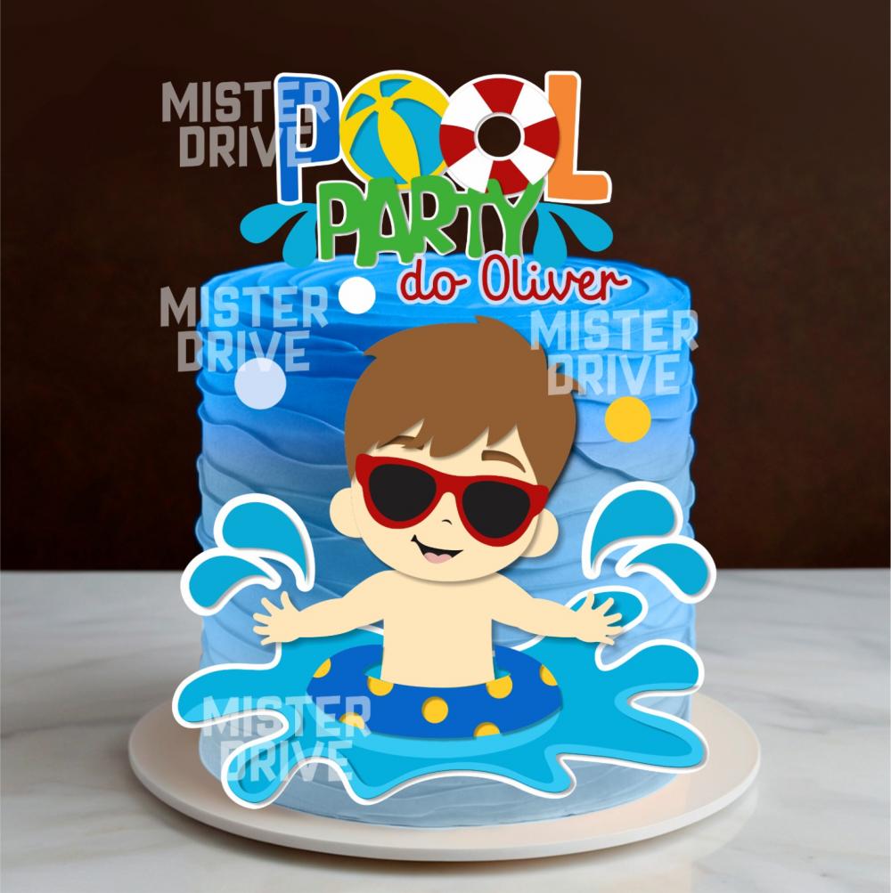 Topo de Bolo Pool Party
