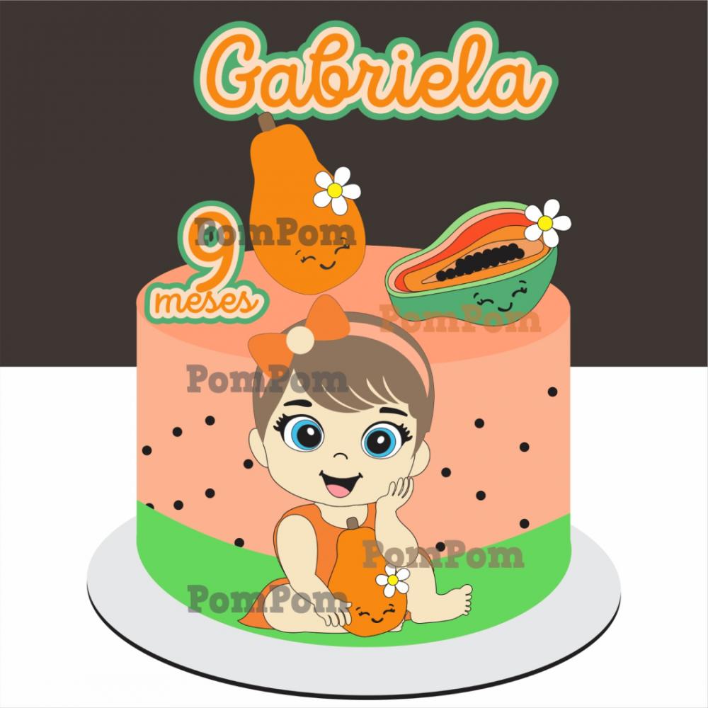 topo de bolo frutinhas