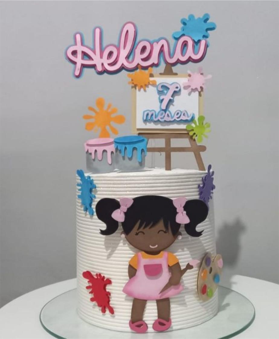 topo de bolo pintando 7 rosa