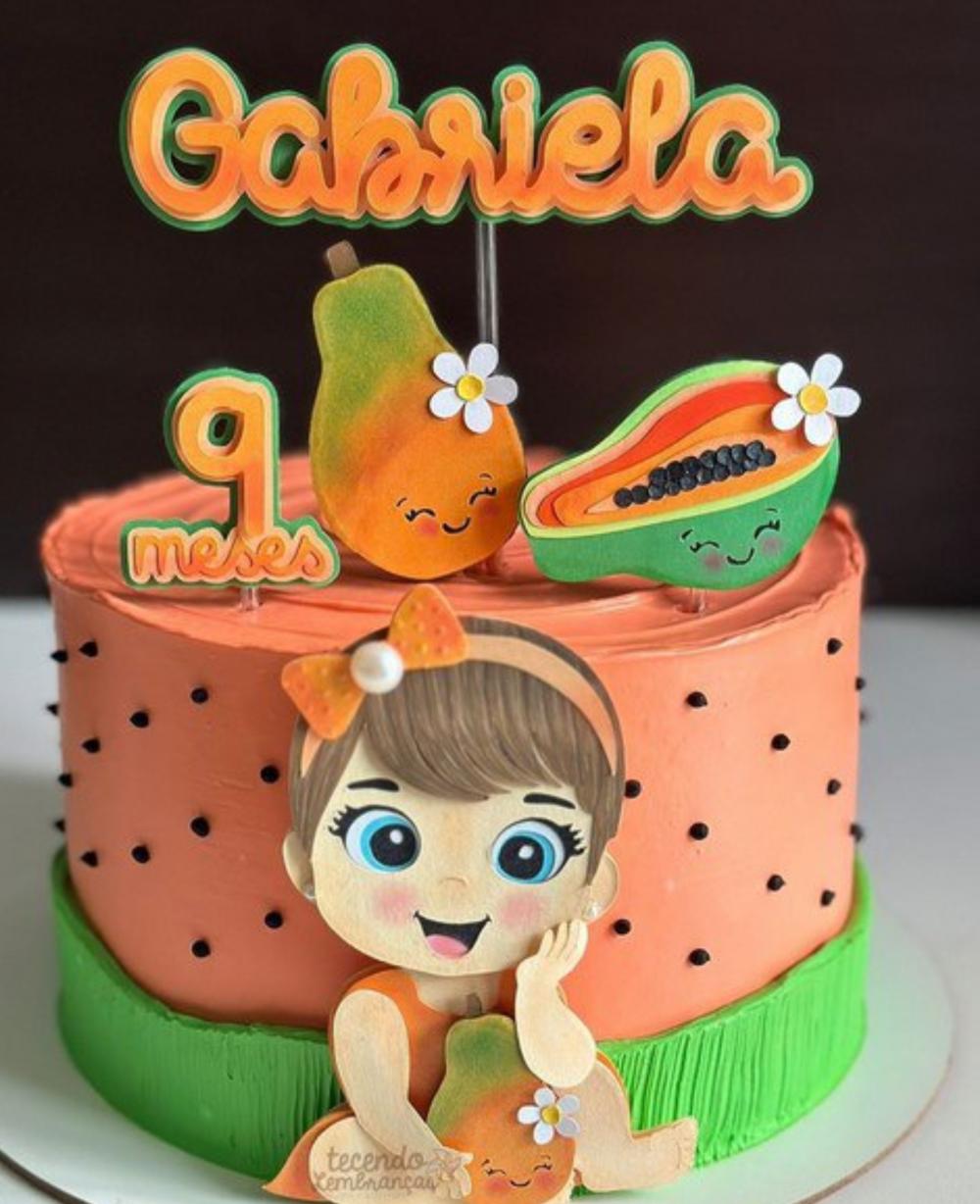 topo de bolo frutinha mamão