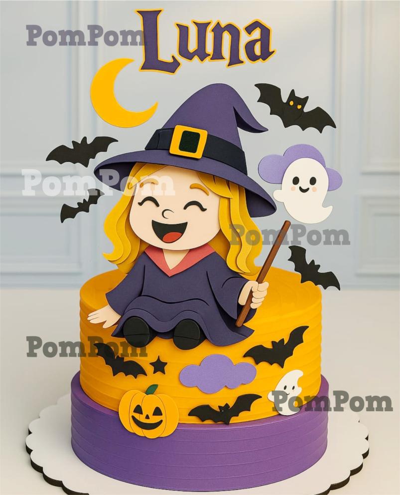 topo de bolo halloween bruxinha