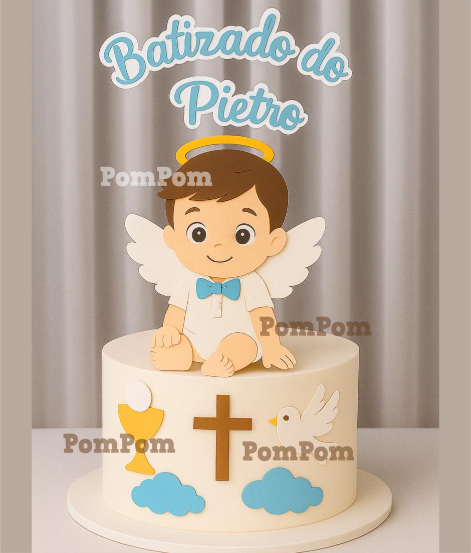 topo de bolo batizado menino