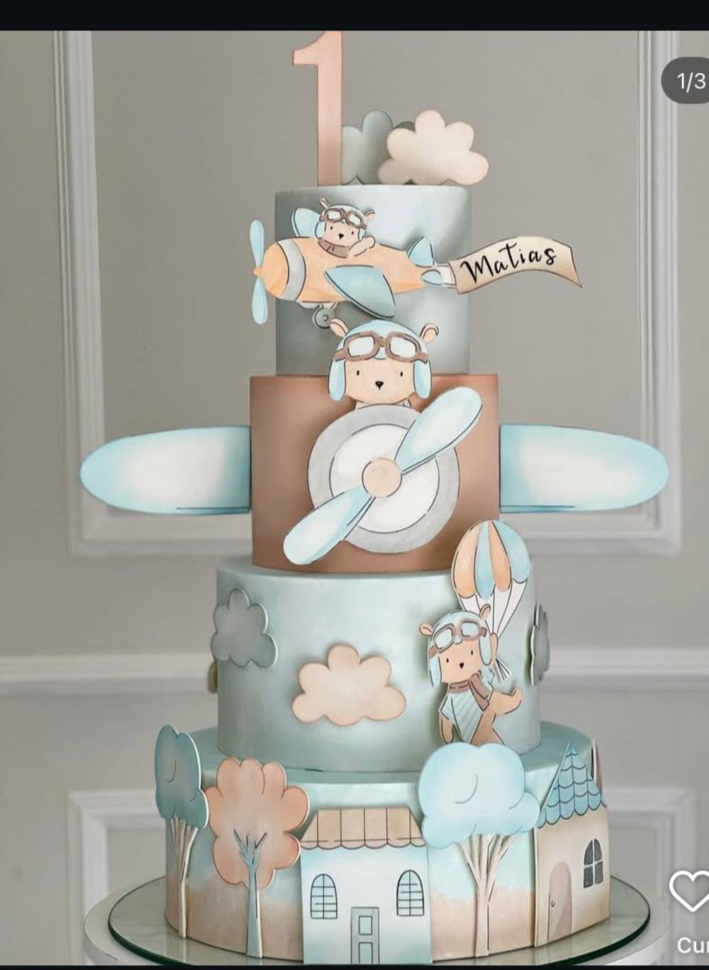 topo de bolo ursinho aviador