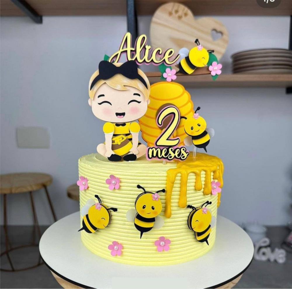 topo de bolo abelhinha