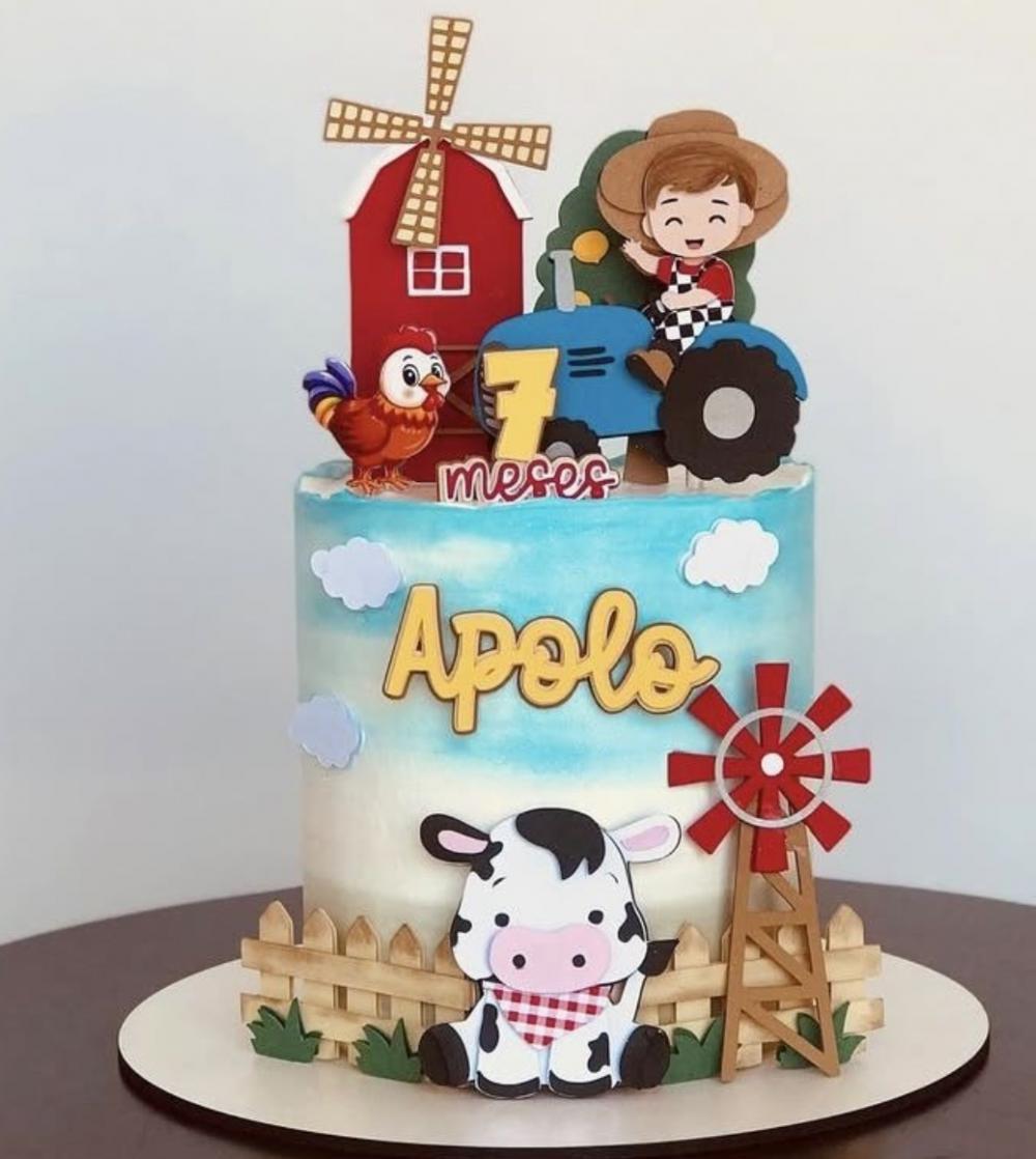topo de bolo fazendinha menino