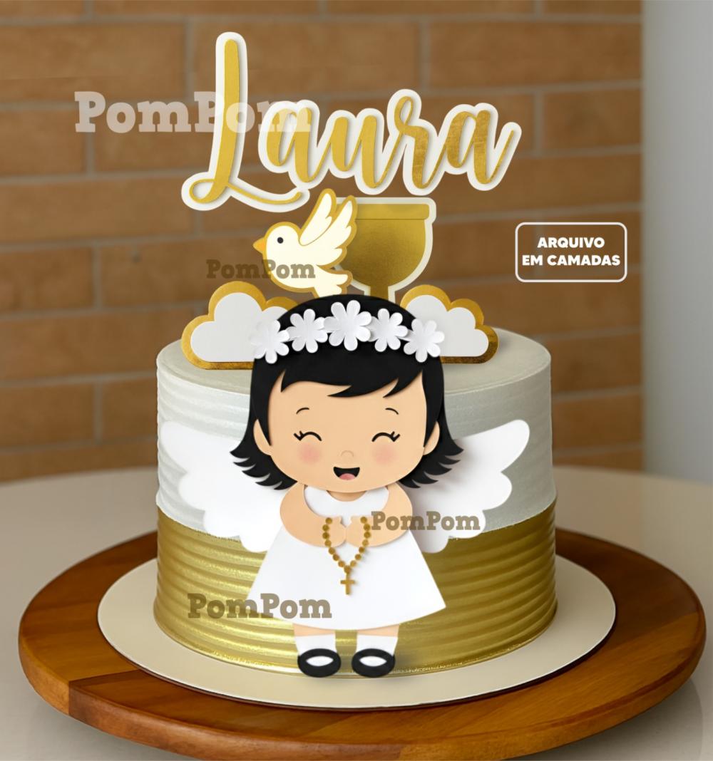 topo de bolo batismo menina