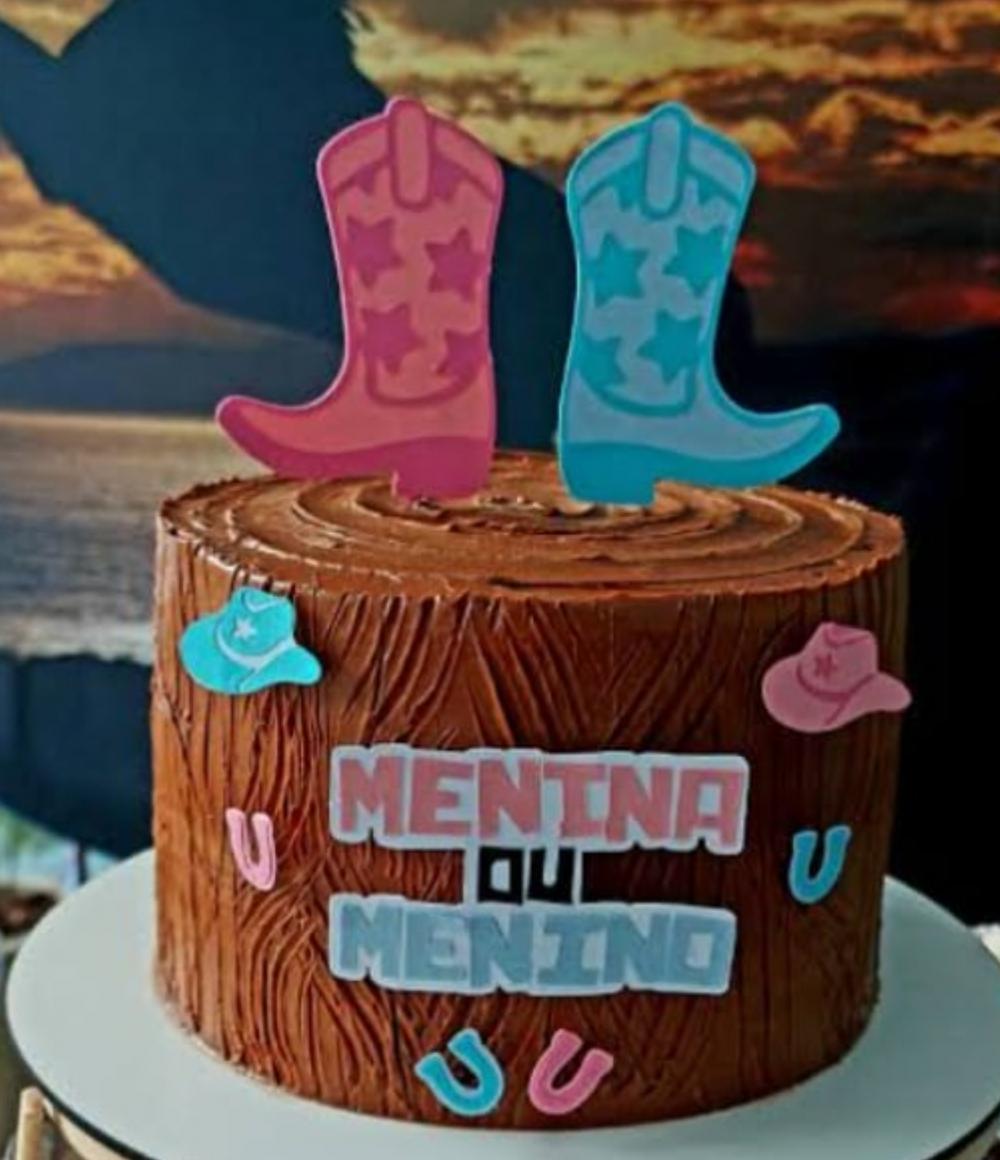 topo de bolo chá revelação cowboy