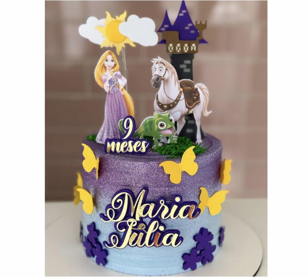 topo de bolo enrolados rapunzel