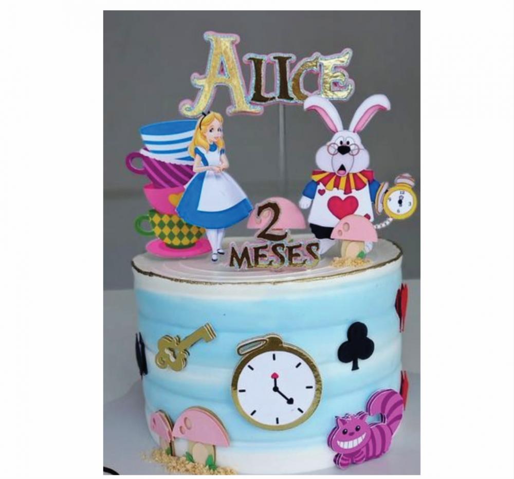 topo de bolo Alice no país das maravilhas
