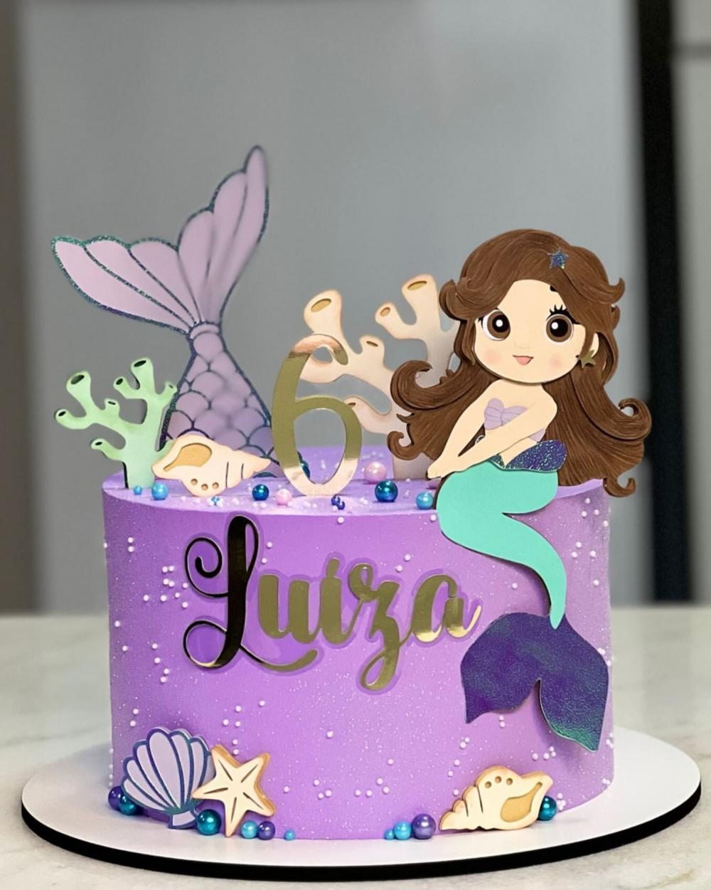 topo de bolo sereia fundo do mar
