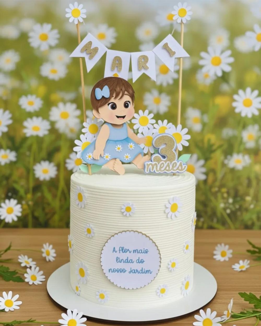 Topo de Bolo Margaridas menina baby