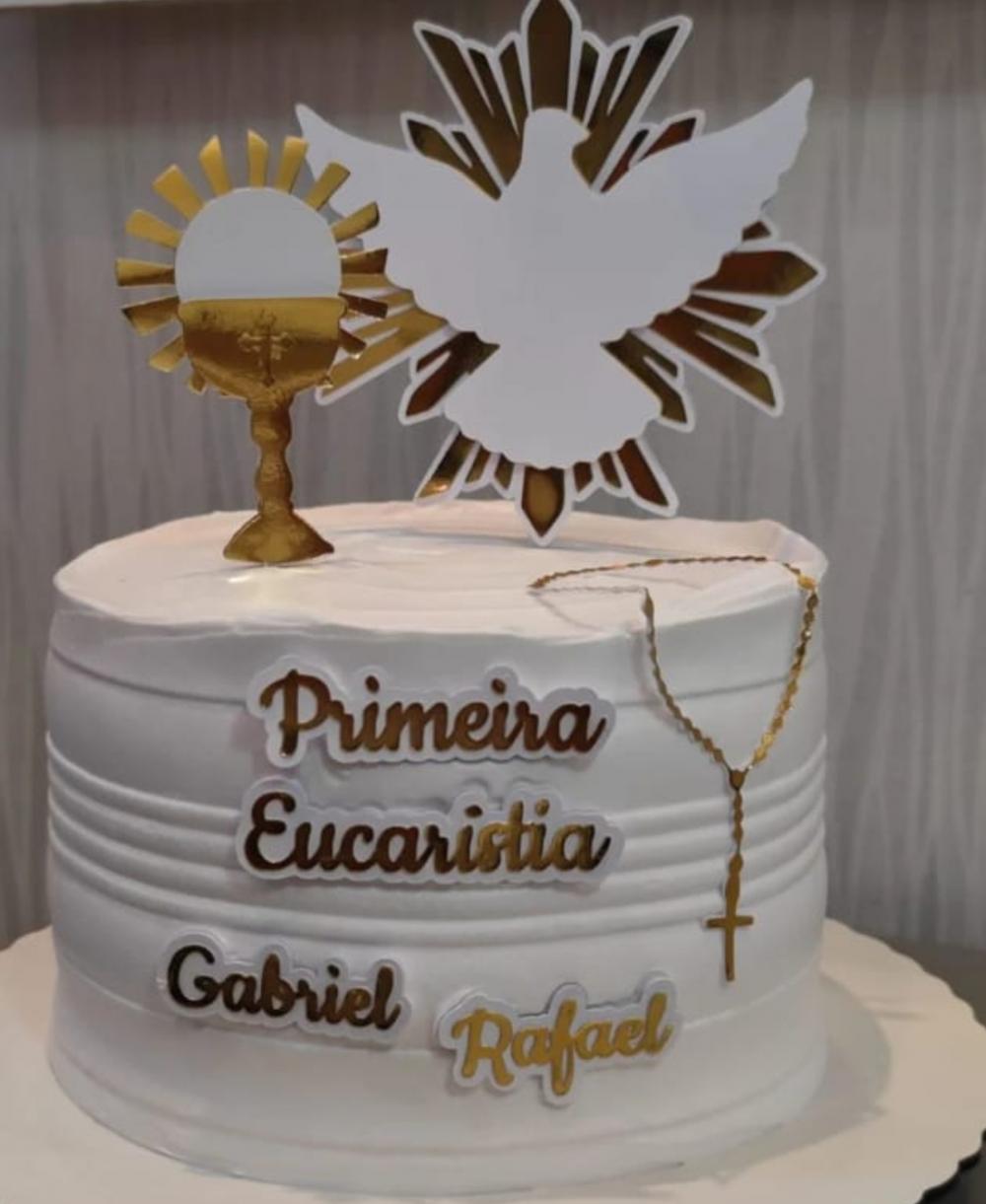 topo de bolo primeira eucaristia