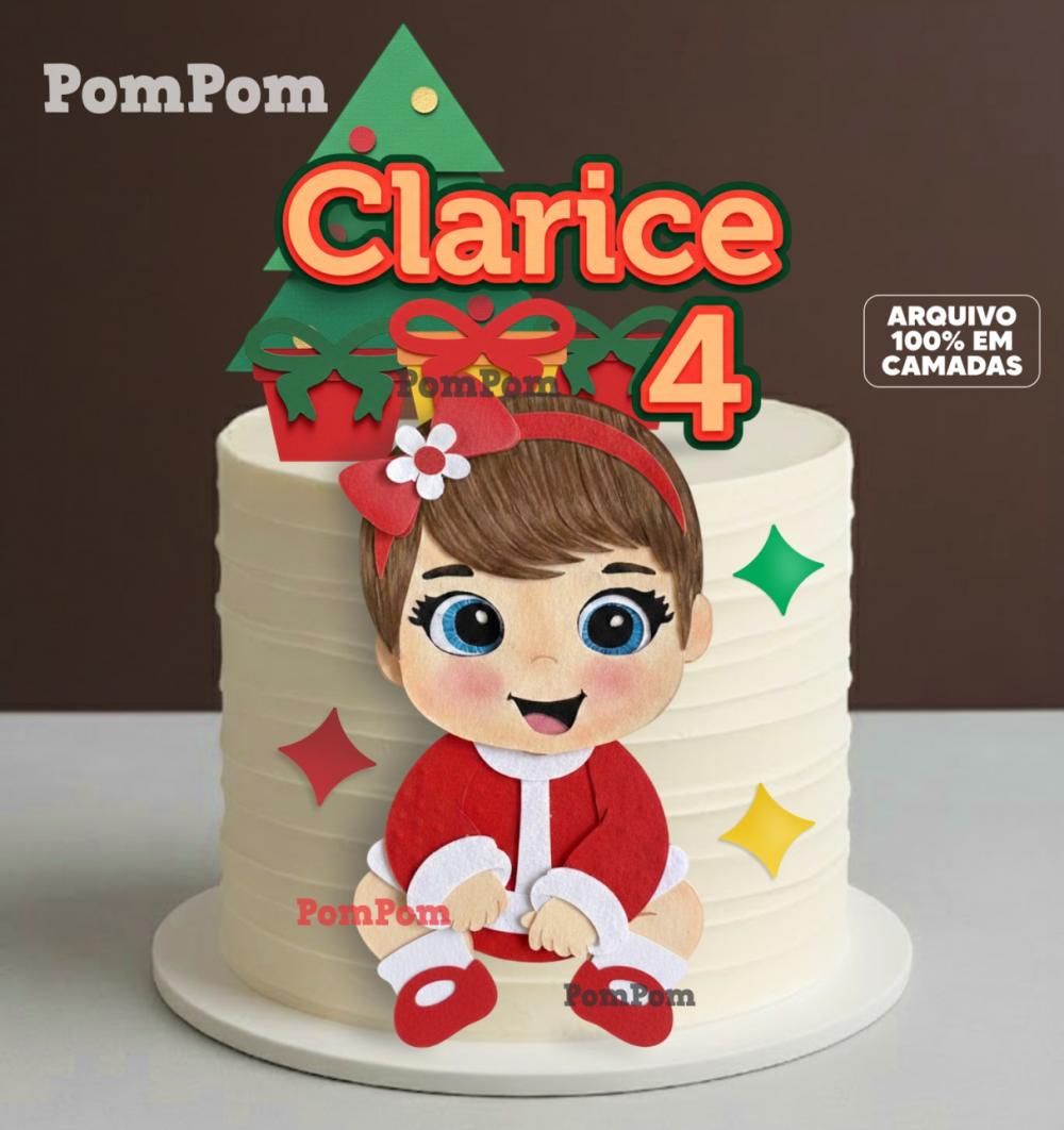 topo de bolo natal mesversário menina