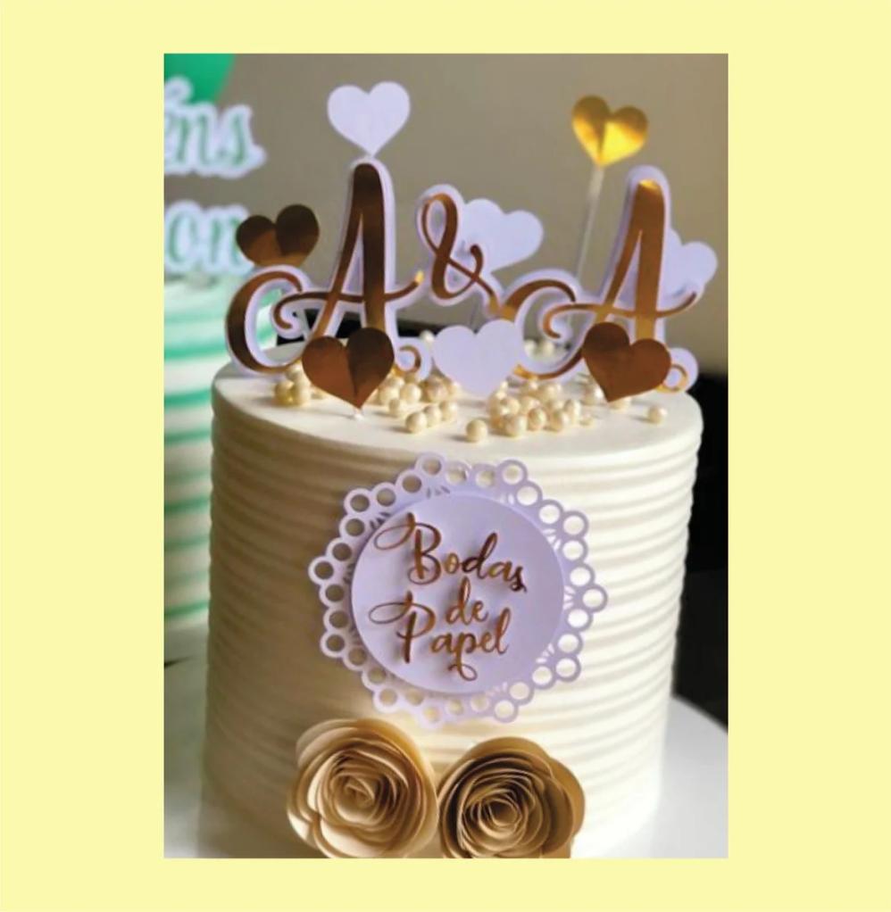topo de bolo bodas de papel