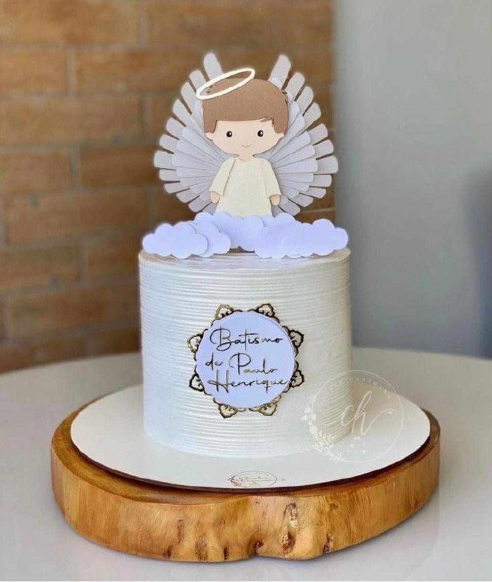 topo de bolo batizado menino