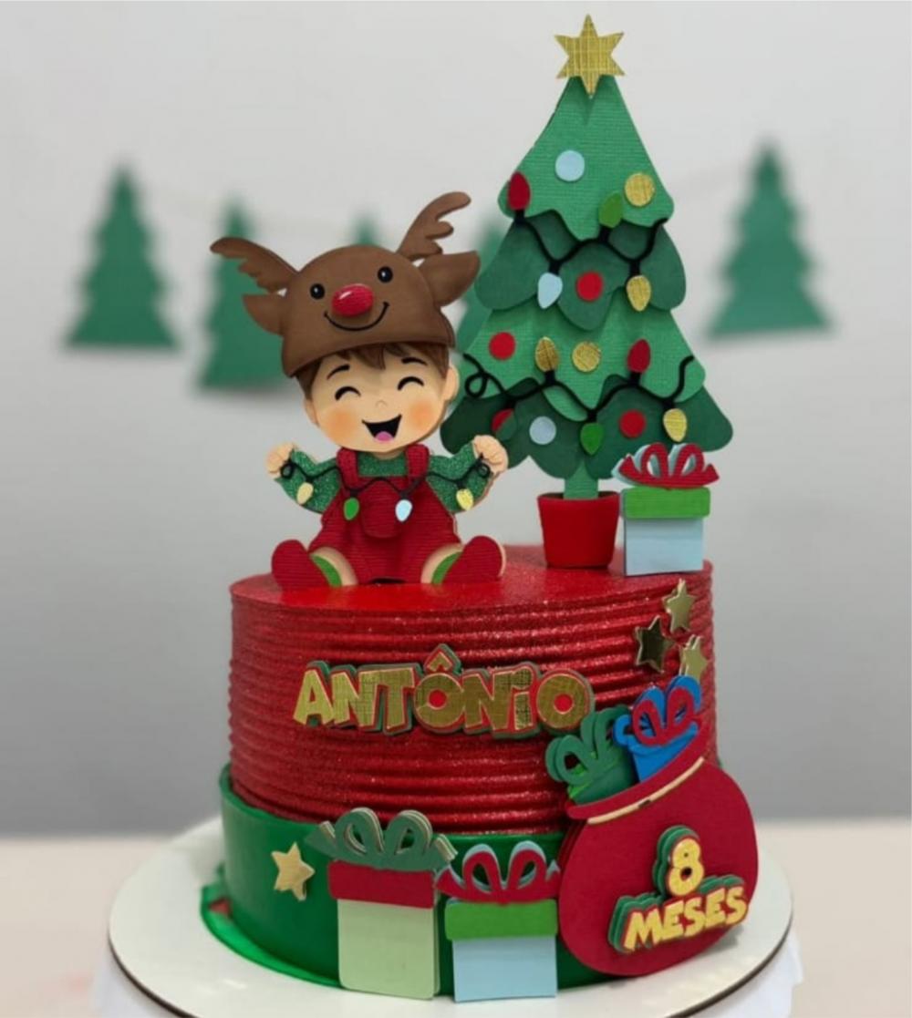 topo de bolo natal menino