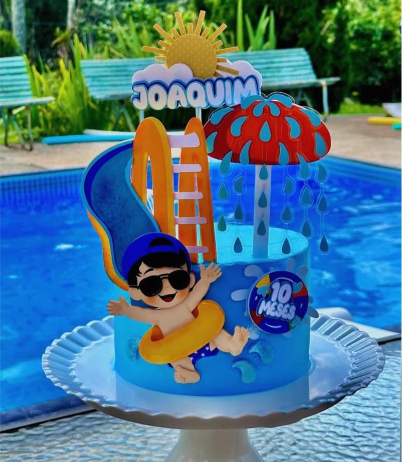 Topo de Bolo Pool Party menino