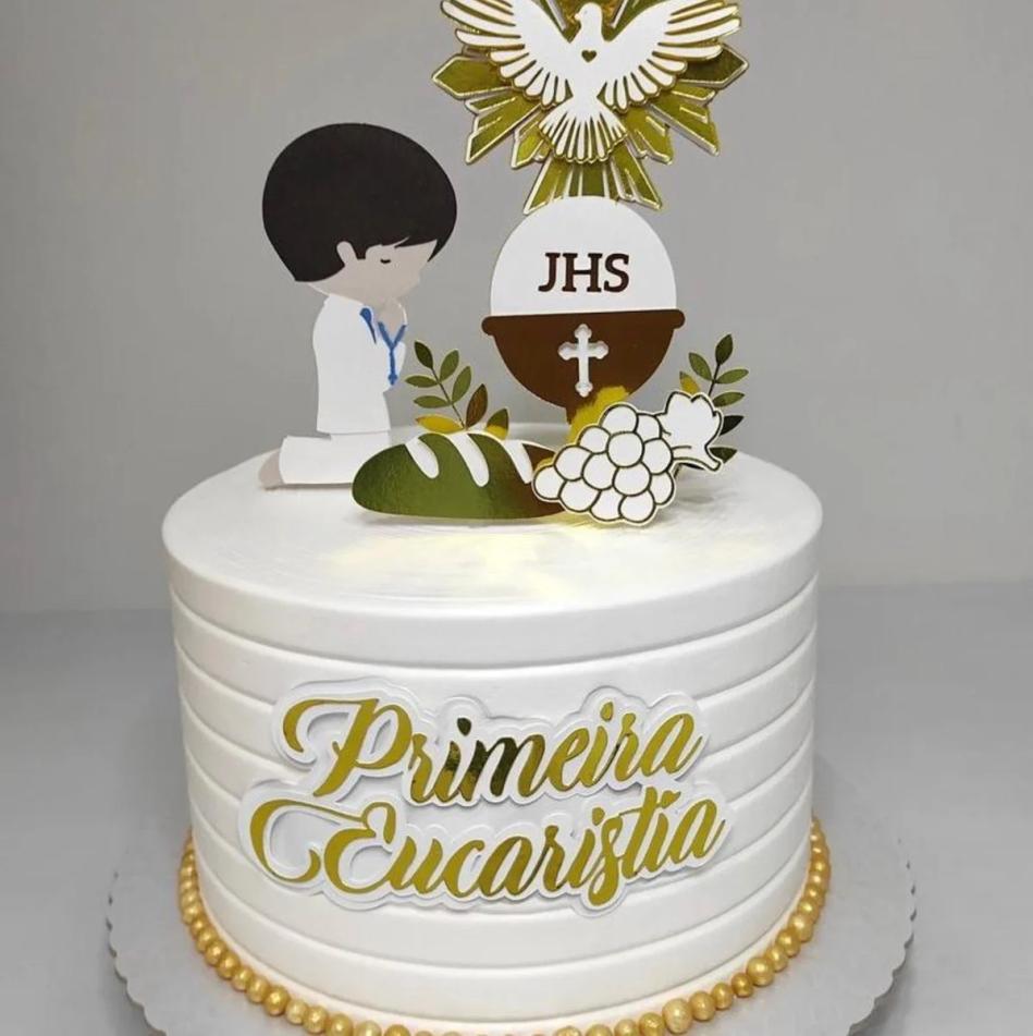 arquivo de corte topo de bolo primeira eucaristia