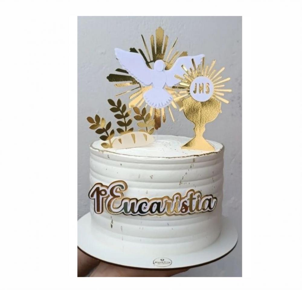 topo de bolo primeira eucaristia