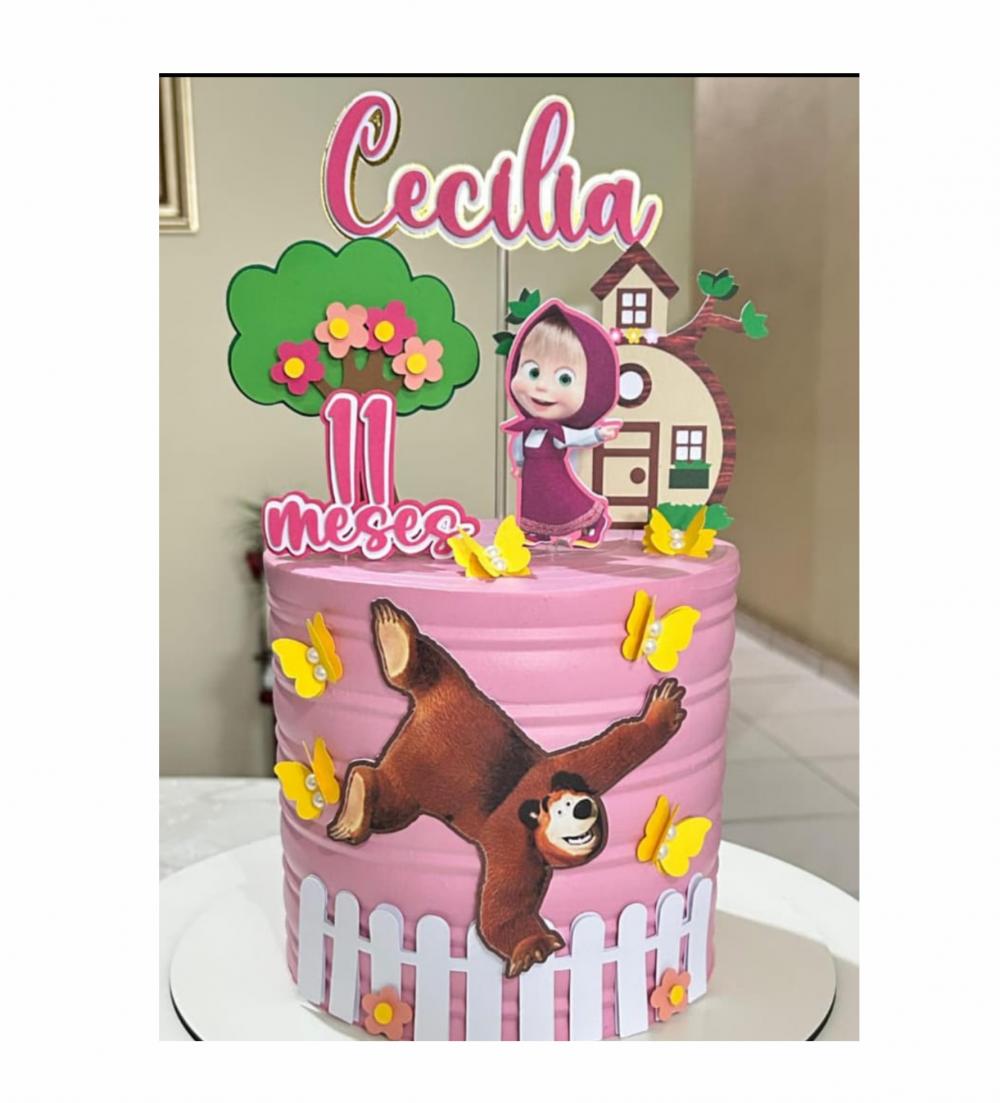 topo de bolo masha e o urso