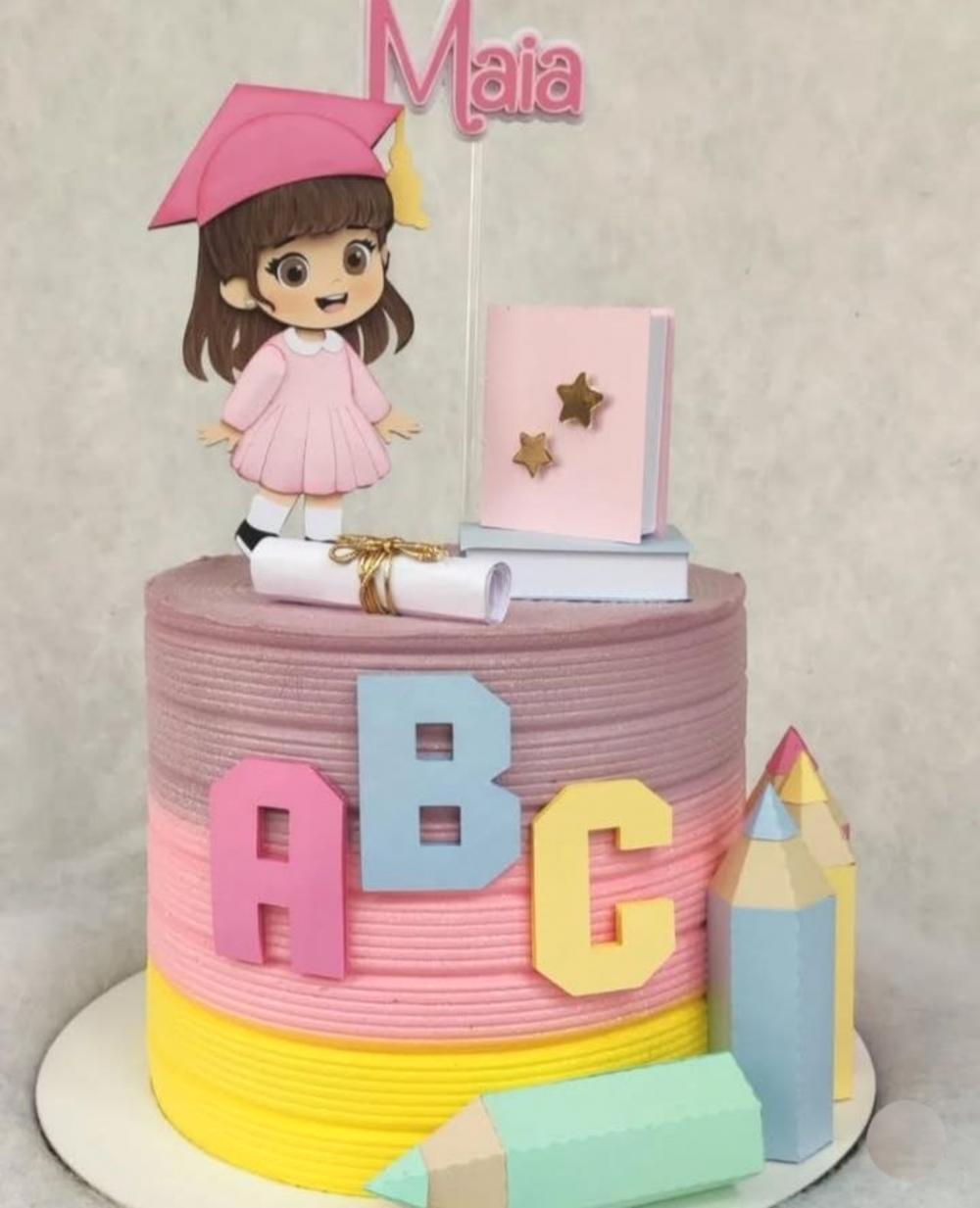 topo de bolo abc rosa