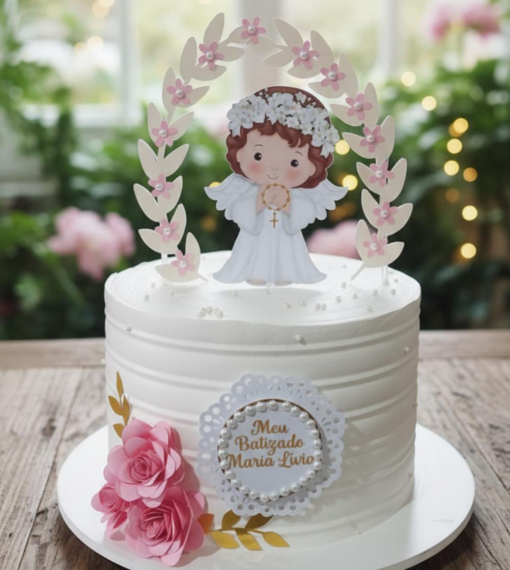 topo de bolo batismo menina