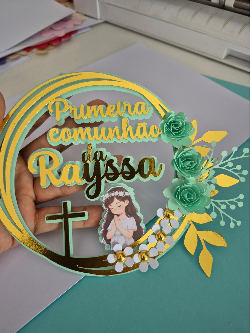 topo de bolo primeira comunhão eucaristia