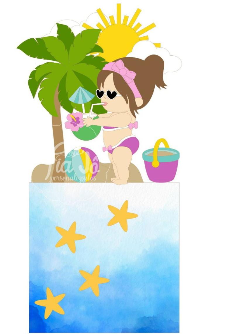 topo de bolo pool party praia verão