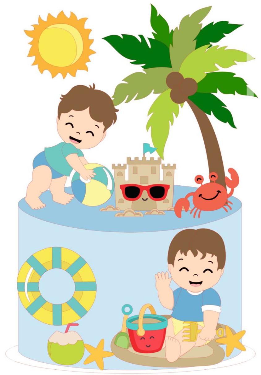 topo de bolo pool party praia verão