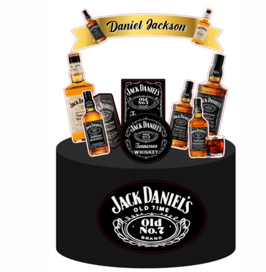 topo de bolo bebidas wiski jak daniels