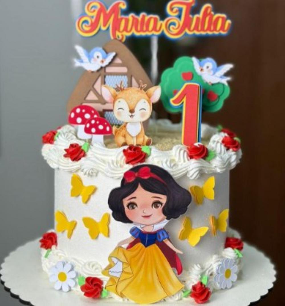 topo de bolo branca de neve