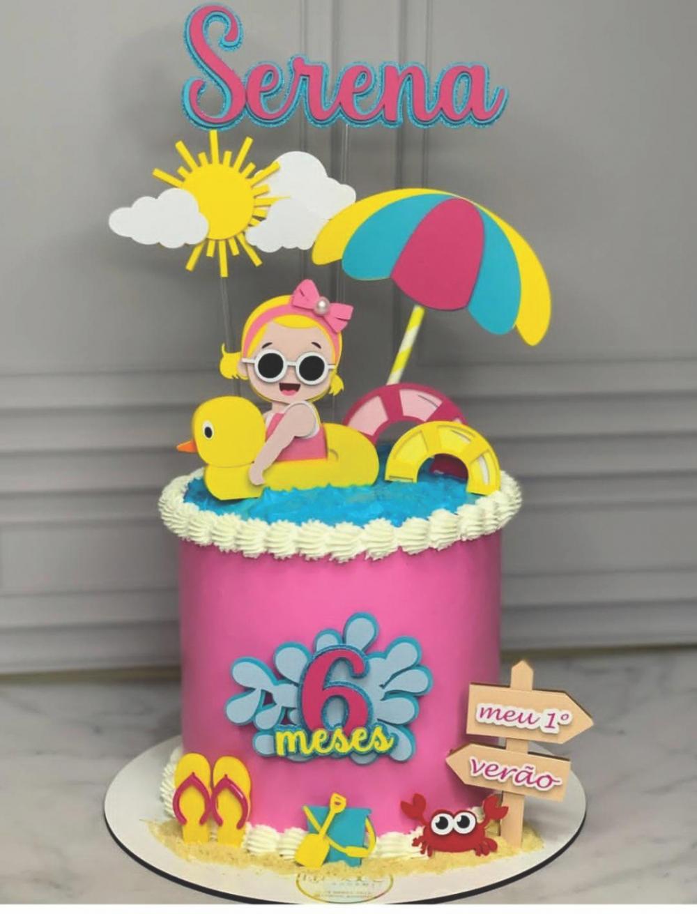 topo de bolo pool party menina