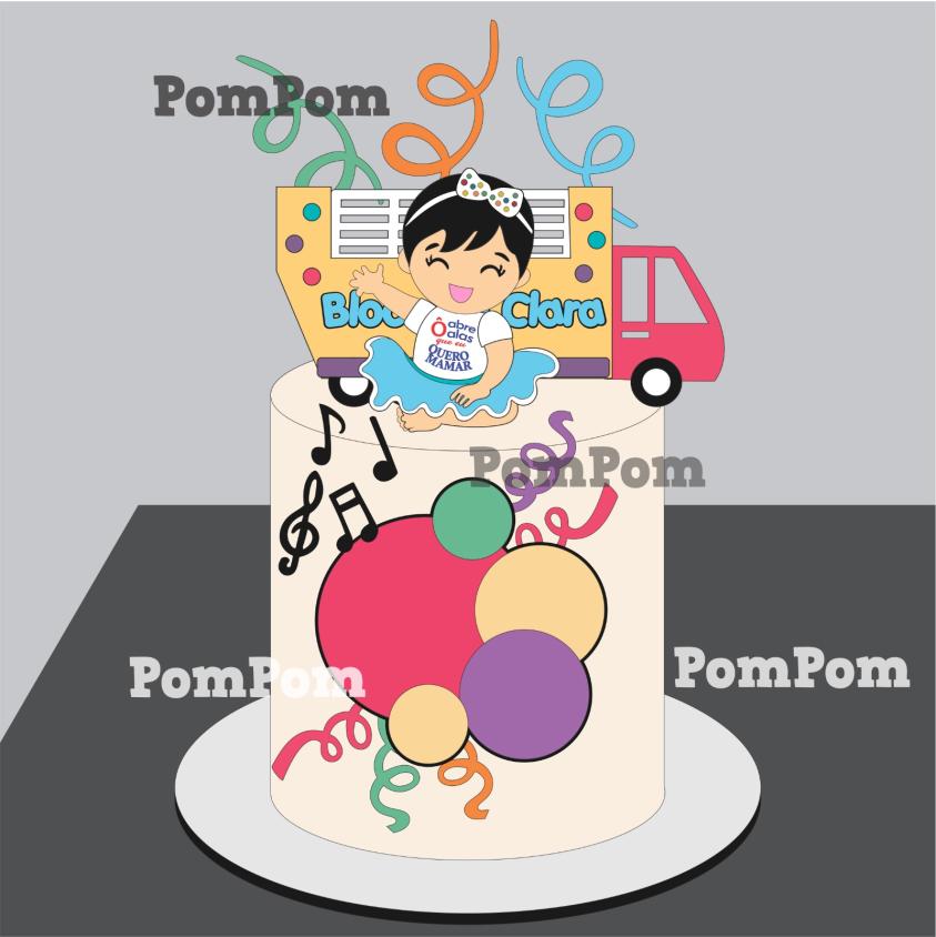 topo de bolo bloquinho mesversário menina