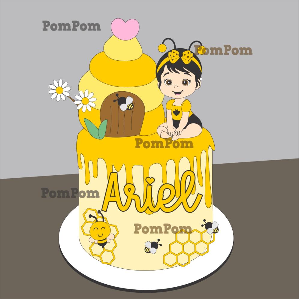 topo de bolo abelhinha