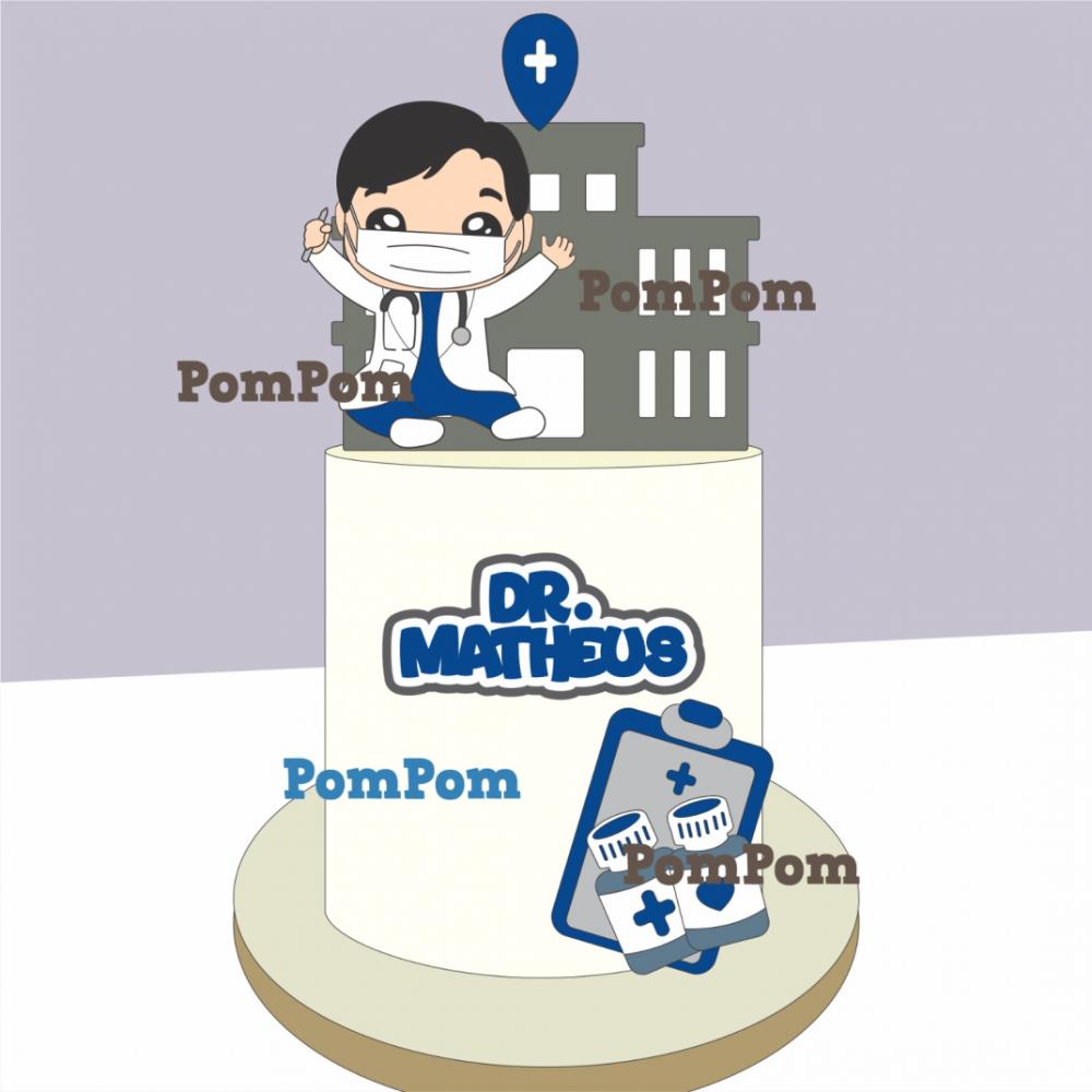 topo de bolo mesversário medico