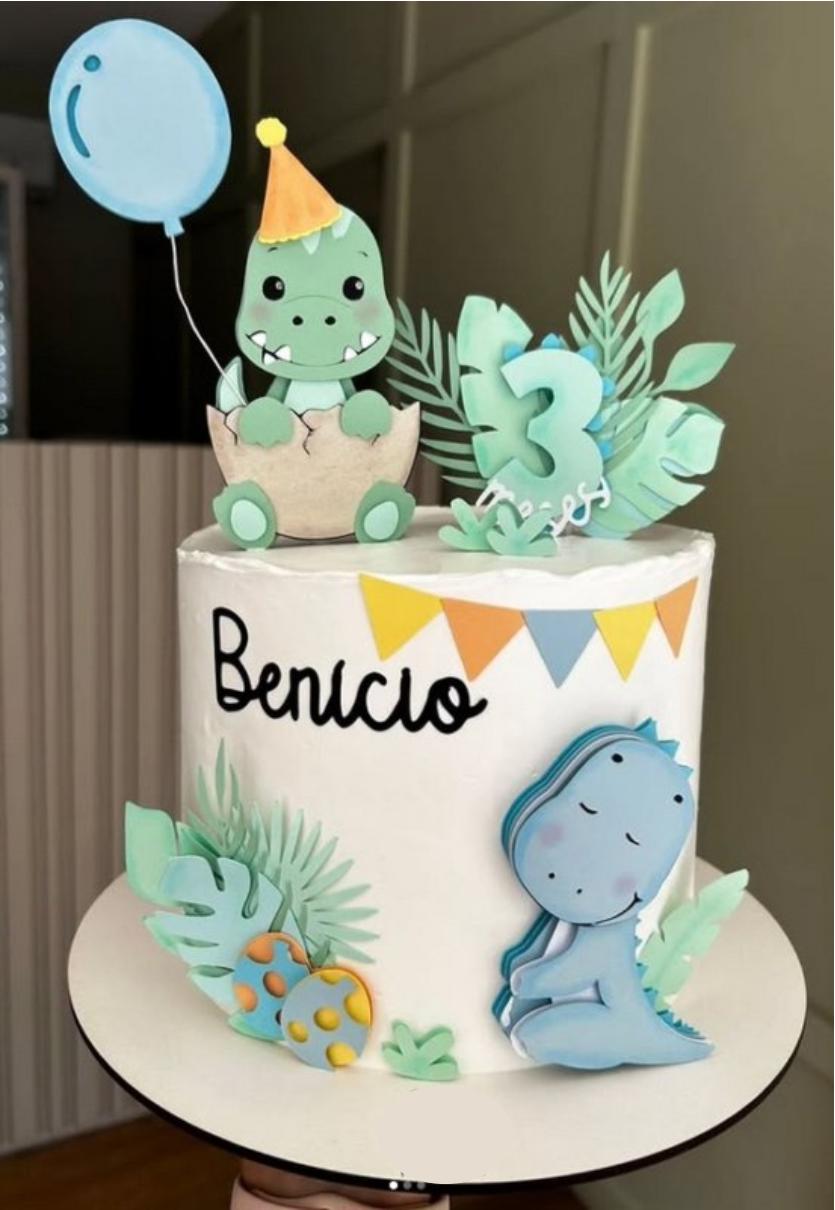 topo de bolo dino baby