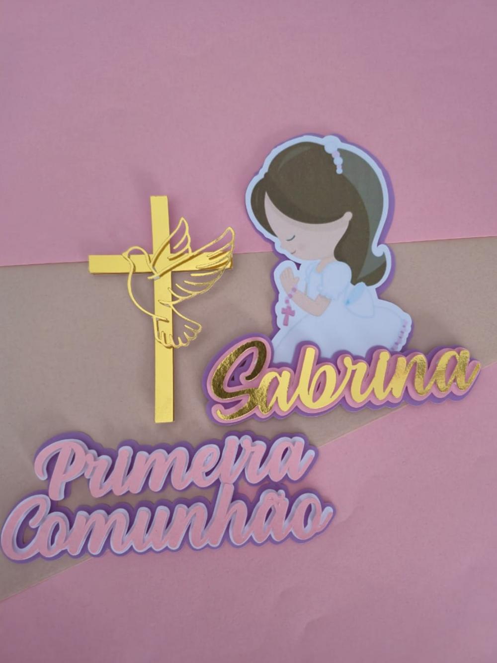 topo de bolo primeira comunhão