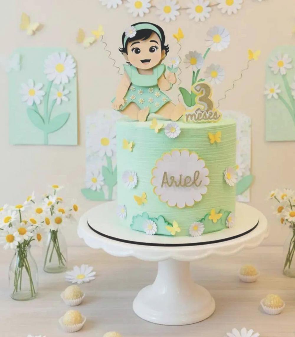 Topo de Bolo Margaridas menina baby