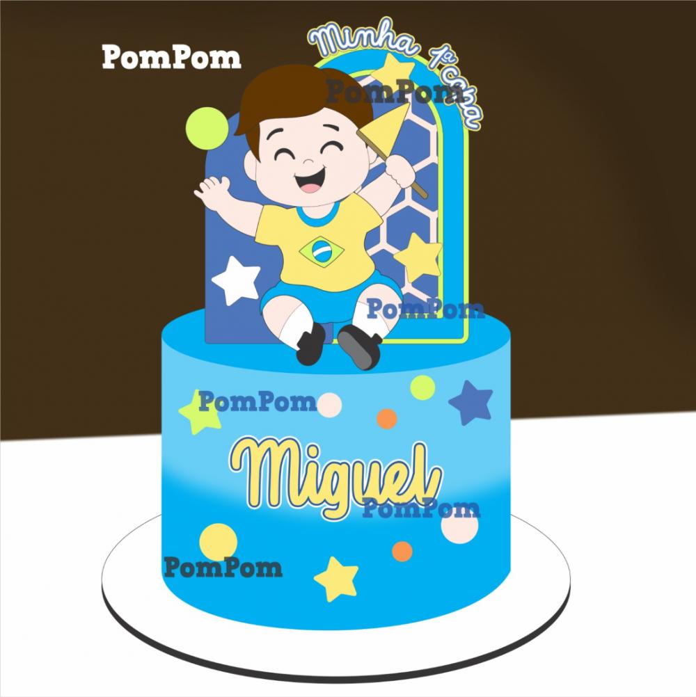 topo de bolo futebol brasil copa mesversário