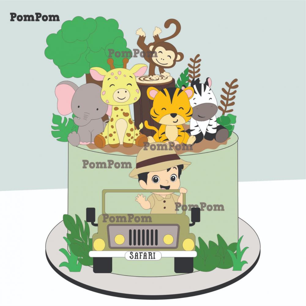 topo de bolo safari mesversário