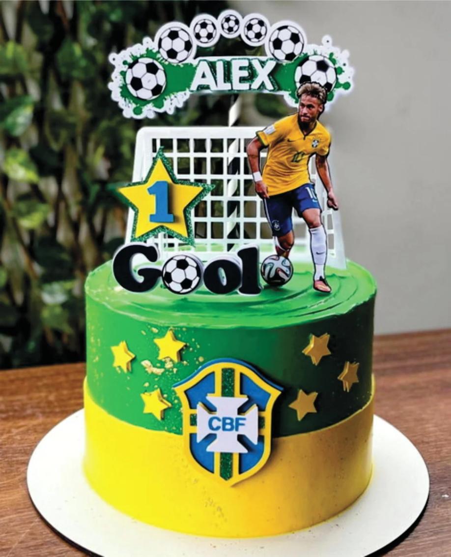 topo de bolo futebol brasil copa Neymar