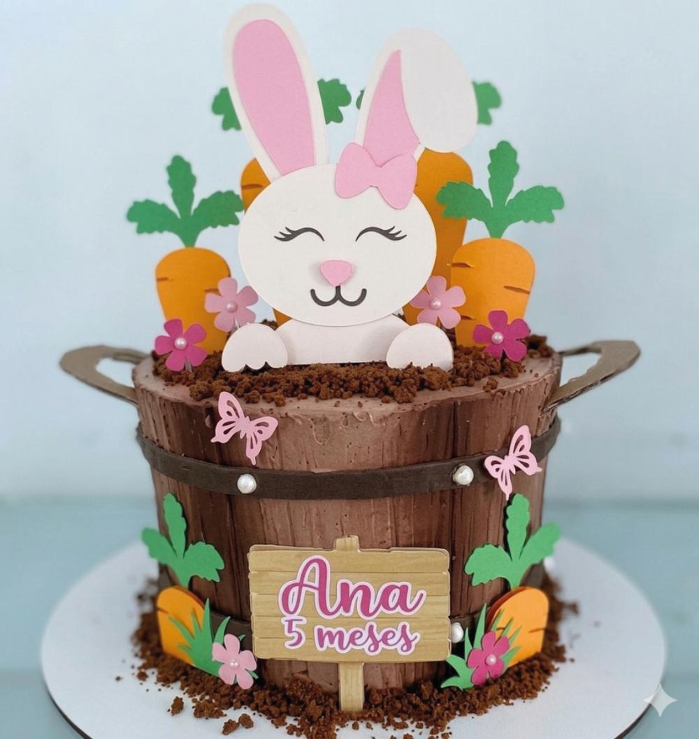 topo de bolo páscoa coelhinha