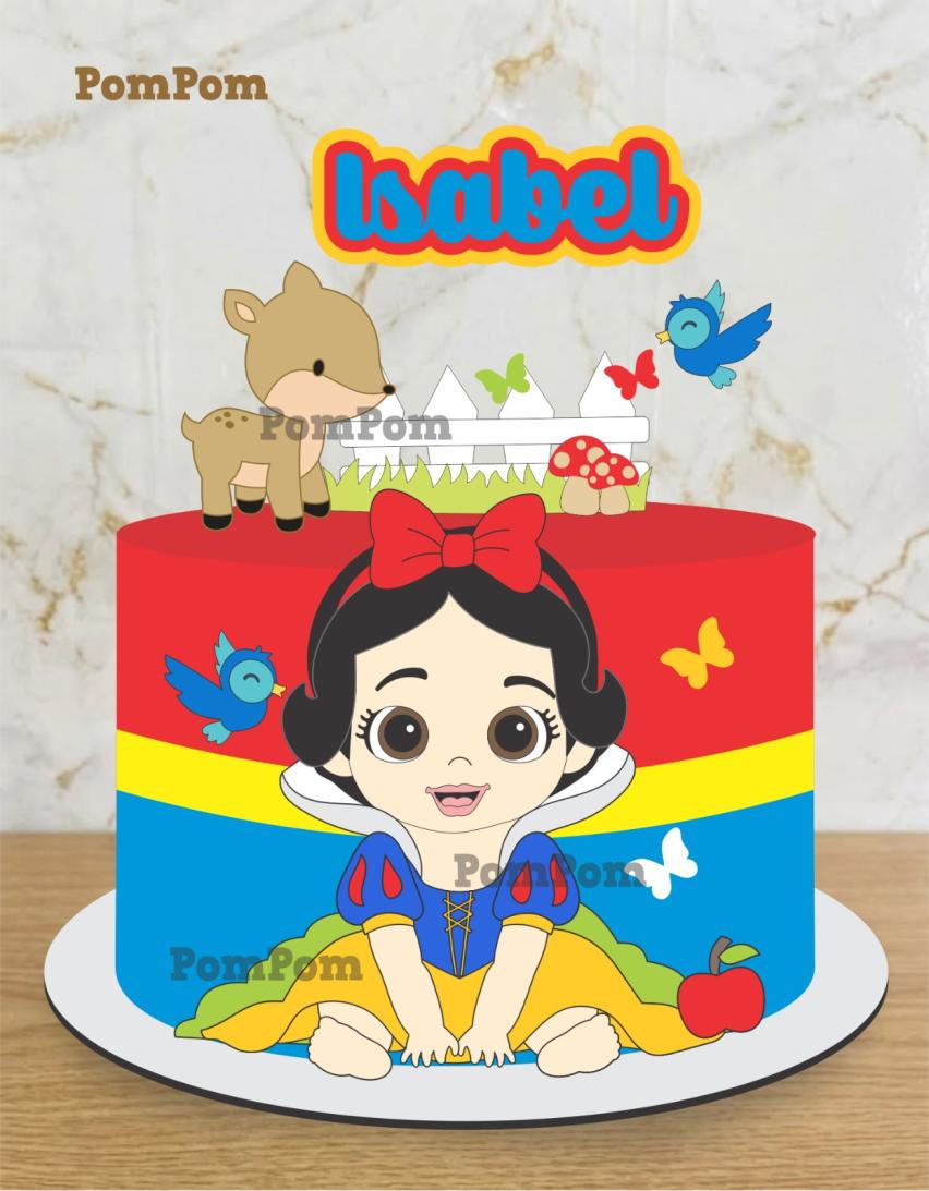 topo de bolo branca de neve
