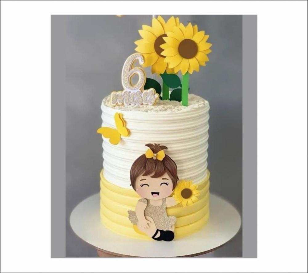 topo de bolo girassol menina mesversário